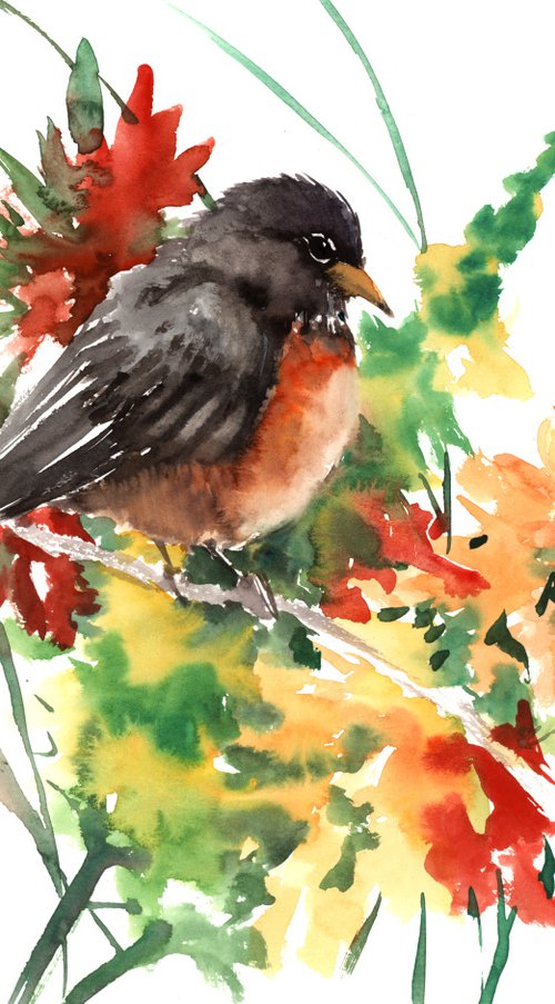 American Robin Bird Art by Suren Nersisyan