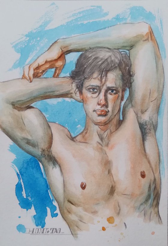 watercolor painting - Portrait of man #18313