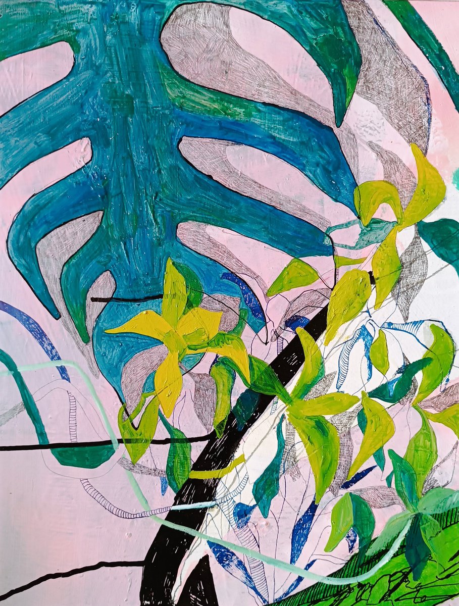 Organic Botanical Oil Painting By Isabellangela Germinario, 16 X 20, Untitled, Original Artwork