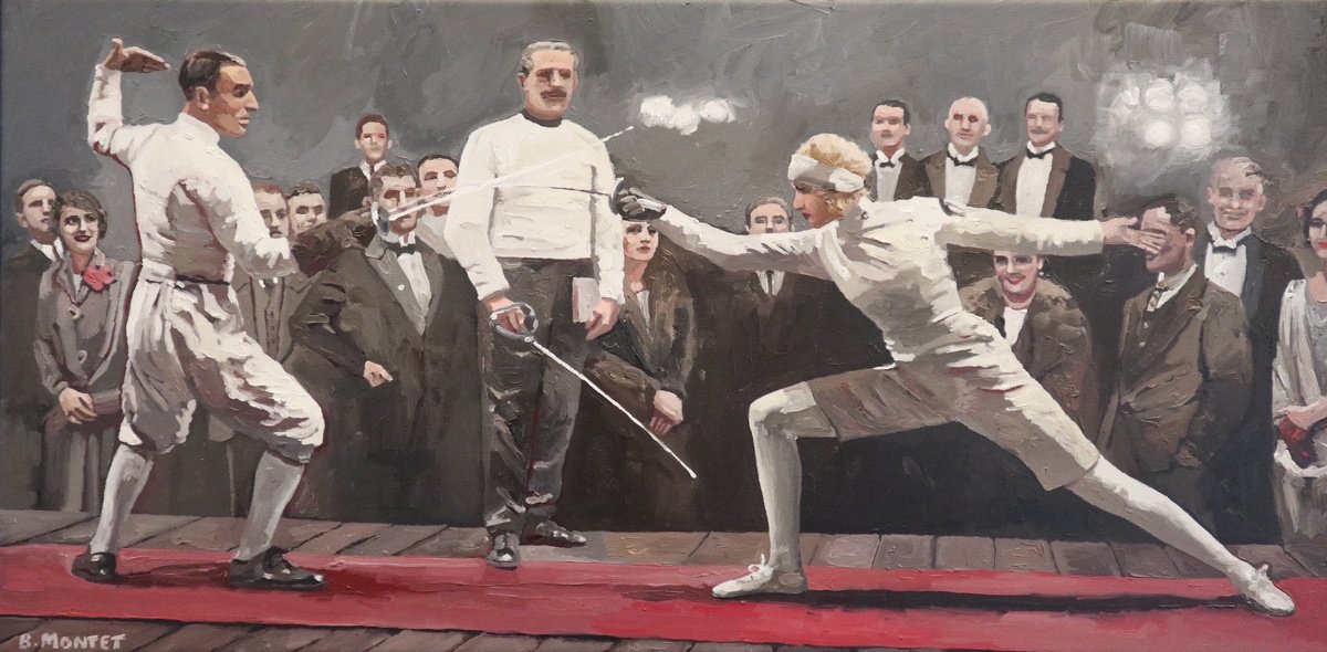 Expressive Portrait Oil Painting By Benoit Montet, 26 X 14, Offensive, Original Artwork