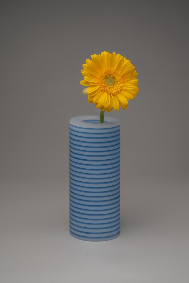 Abstract Sculpture By George Tilelis, 4 X 8, Vase Blue Matte, Original Artwork