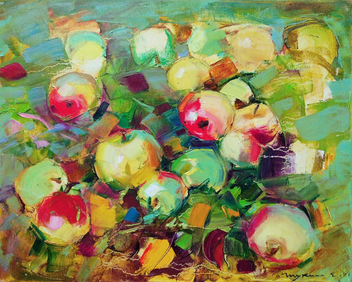Apples Gifts of Autumn. Original oil painting by Helen Shukina