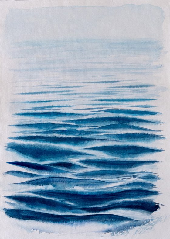 "Ocean Diary from August 21st, 2019" mixed-media painting