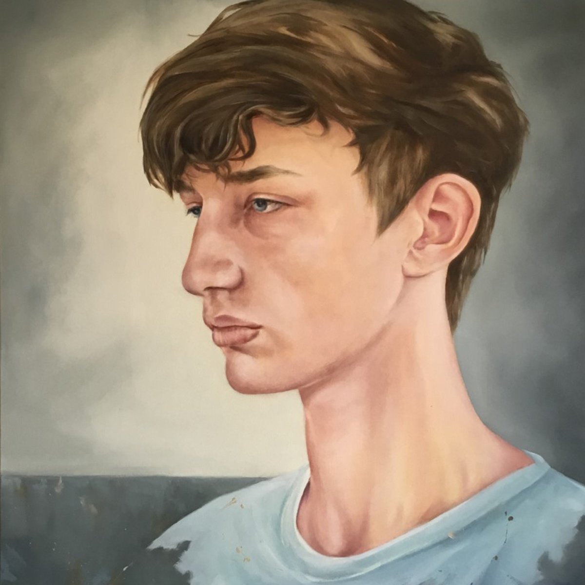 Urban And Pop Portrait Oil Painting By Mullo Art, 39 X 39", Sideways, Original Artwork