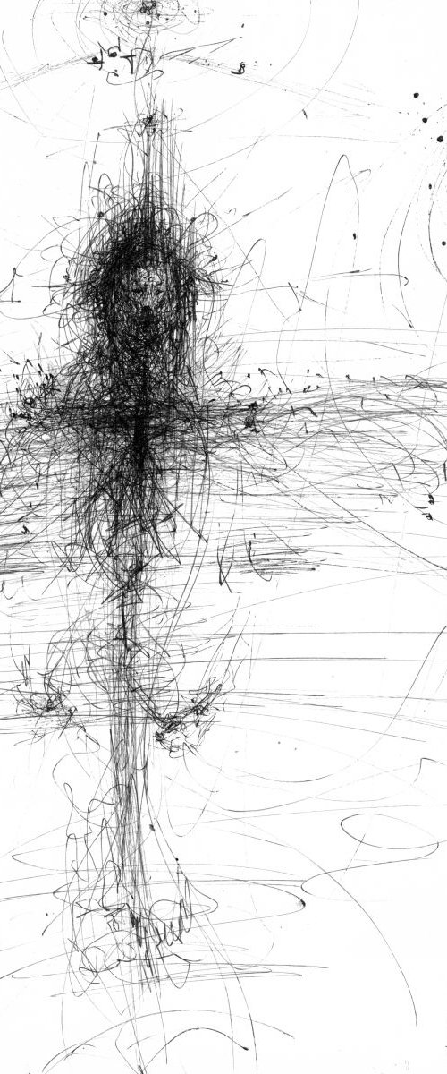 human body lines energy like flying desire human angel the spiritual space ORIGINAL INK KLOSKA by Kloska Ovidiu
