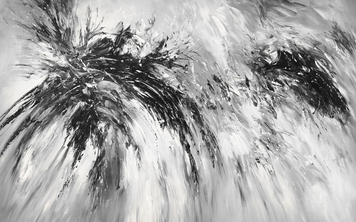 Black And White Abstraction F 1 By Peter Nottrott, 94 X 59, Artwork For Sale On Artfinder