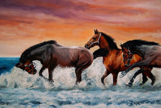 Running horses