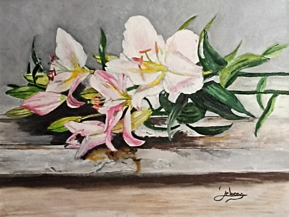 Impressionistic Botanical Oil Painting By Isabelle Lucas, 14 X 11, White Lily, Original Artwork