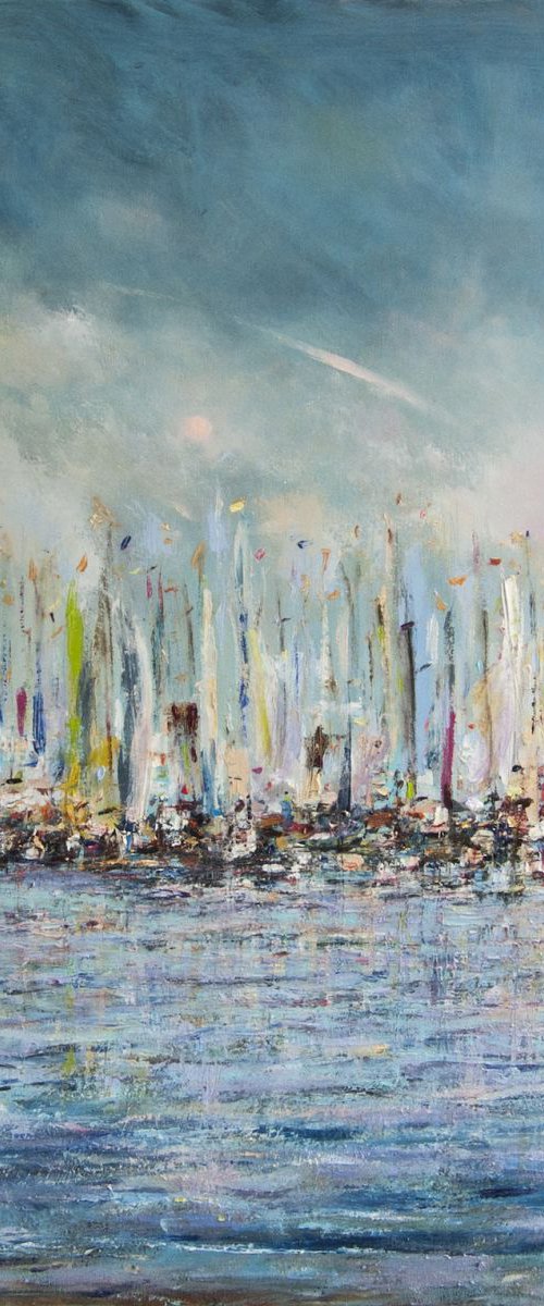 Festive parade of yachts (Sail). by Leo Baxiner