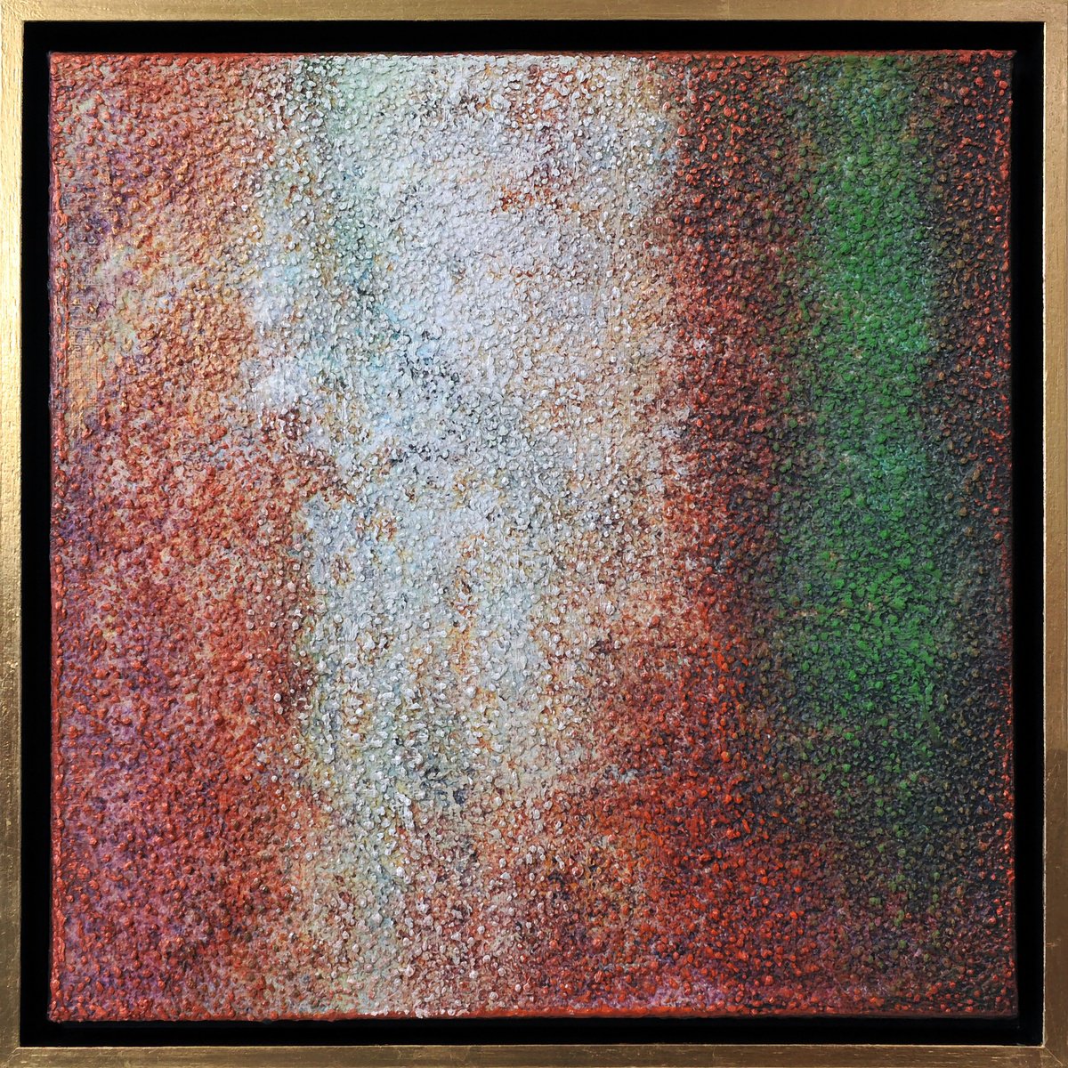 Abstract Painting By Karin Vermeer, 17 X 17", Sage Green And Rusty Orange, Original Artwork