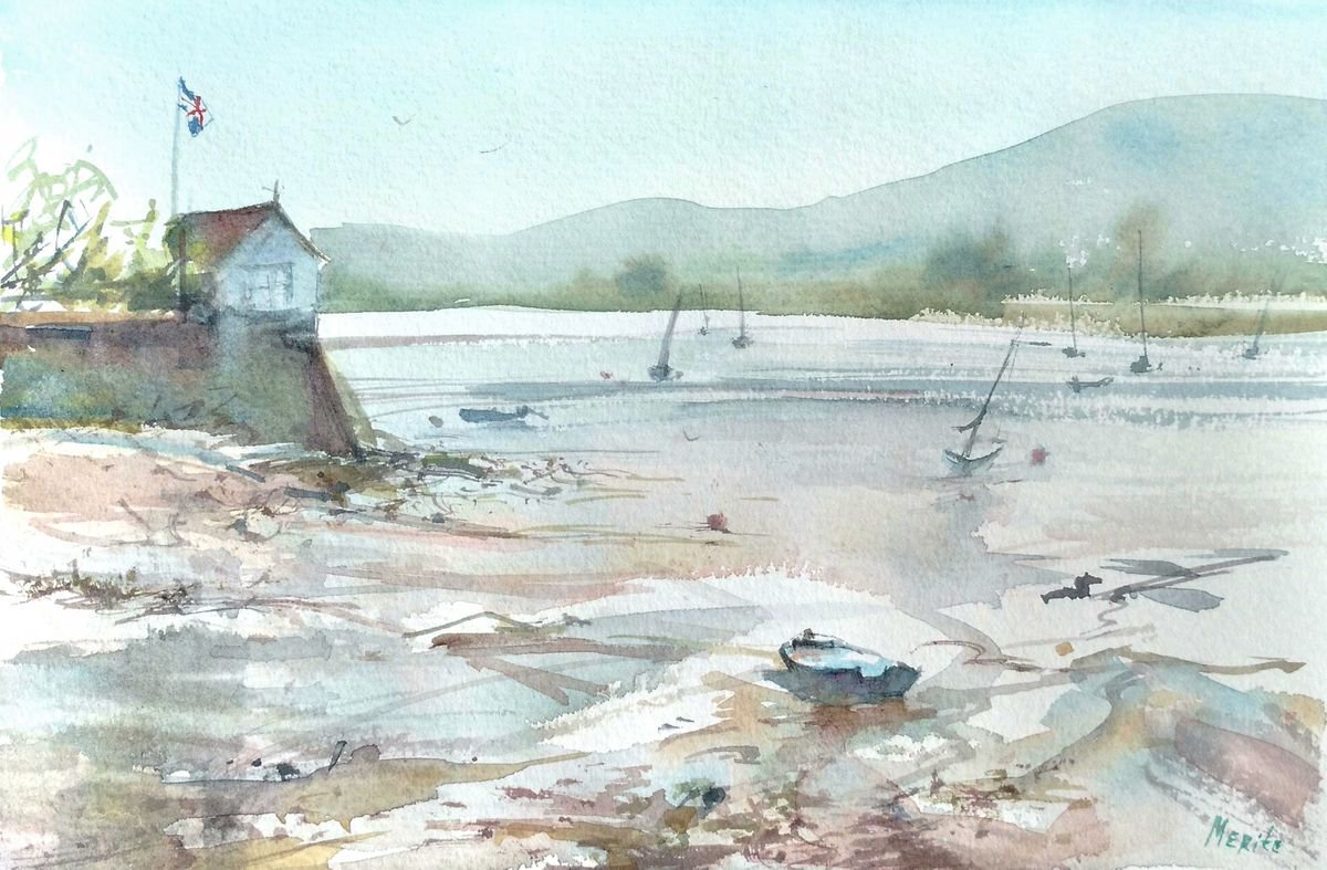 A low tide in Topsham by Merite Watercolour