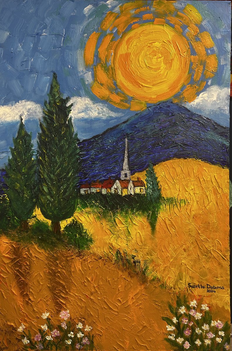 Impressionistic Landscape Painting By Suzette Datema, 24 X 36", The Joy Of Colour, Original Artwork