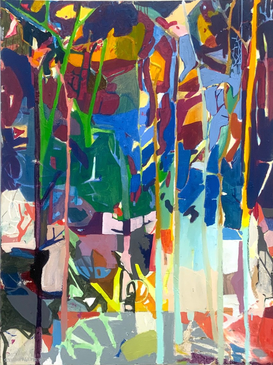 Impressionistic Abstract Oil Painting By Steven Page Prewitt, 30 X 40", Northern Lights North Carolina, Original Artwork