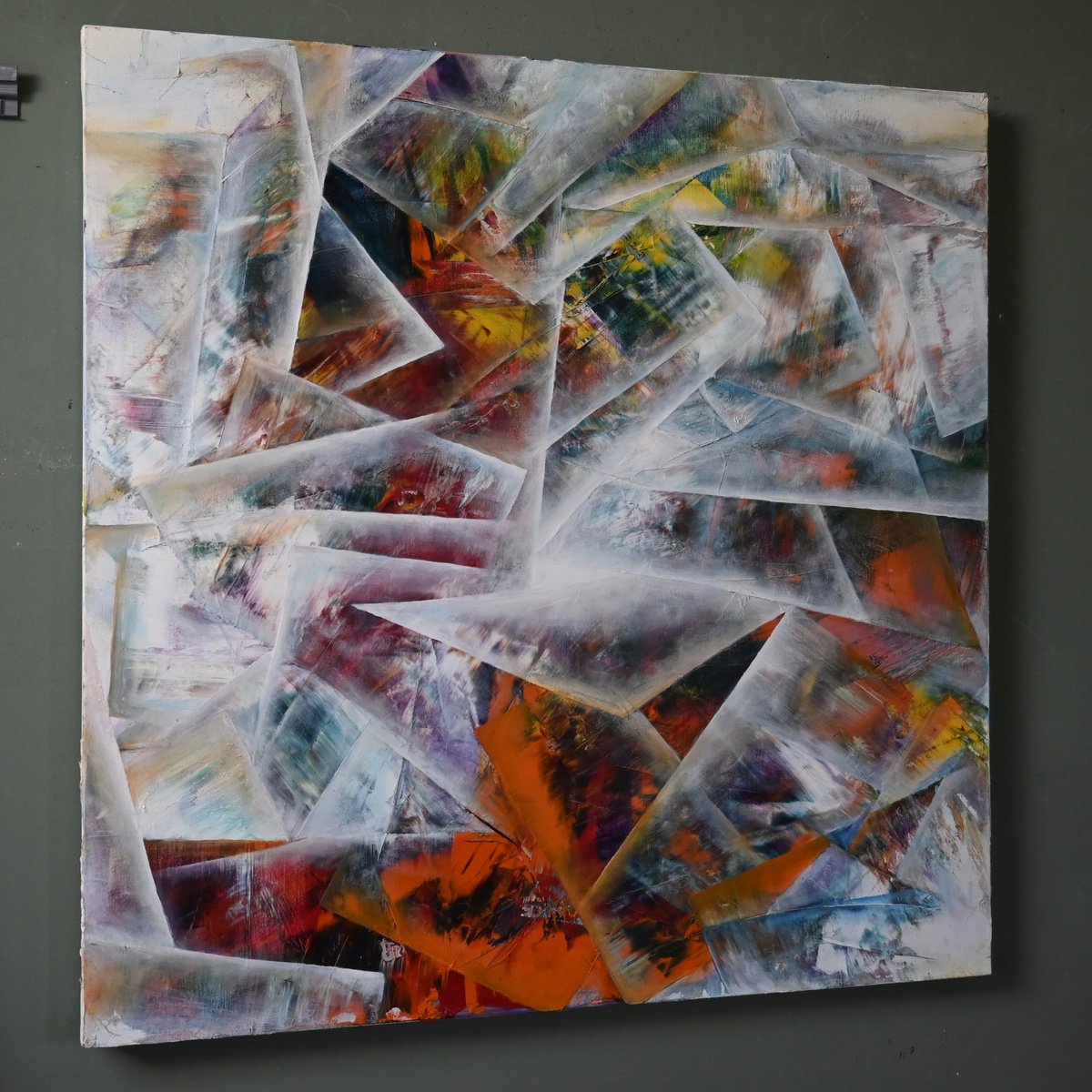 Geometric Abstract Oil Painting By Giuseppe Pastore, 31 X 31, Leggero, Original Artwork