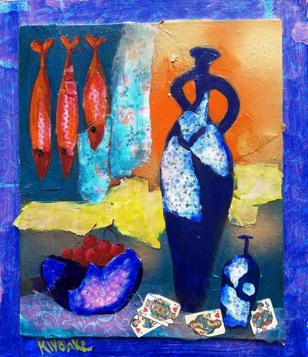 Impressionistic Still Life Painting By Kevin Blake, 12 X 14", Life Is A Bowl Of Cherries (I), Original Artwork