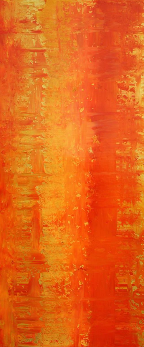 Primitive Abstract Gold, Orange Panel II by Robert Lynn