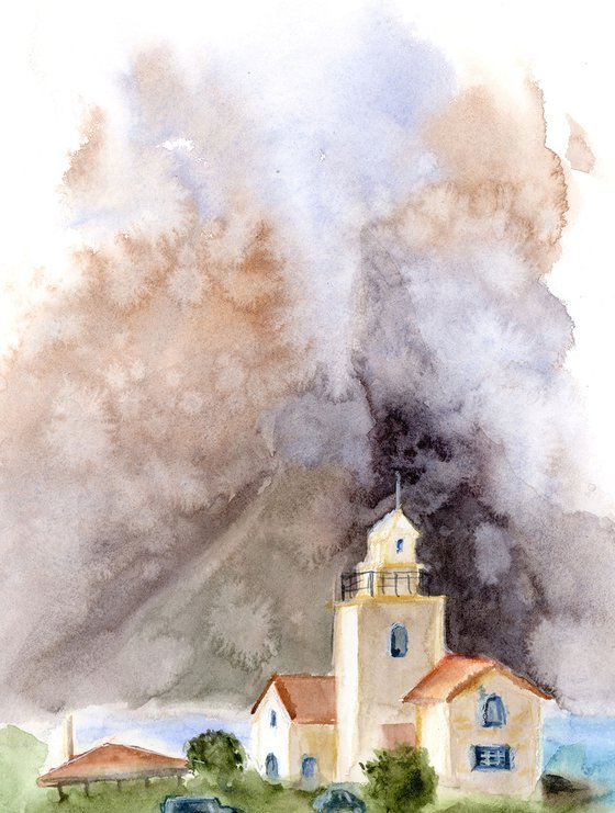 Lighthouse Sucuraj -  Original Watercolor Painting