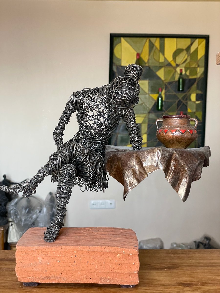 Expressive Portrait Sculpture By Karen Axikyan, 11 X 17", Graceful Balance, Original Artwork