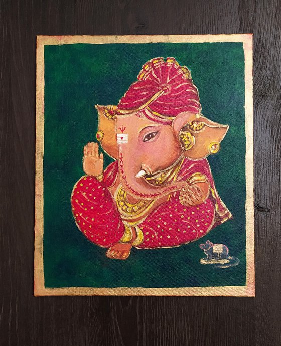 Baby Ganesha with a red turban