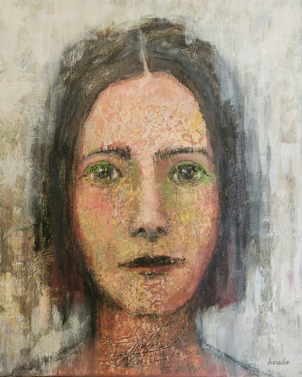 Abstract Portrait Painting By Donna Ceraulo, 16 X 20, Amy, Original Artwork