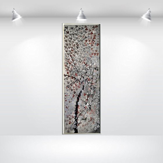 Hundred Wishes  acrylic abstract painting cherry blossoms nature painting framed canvas wall art