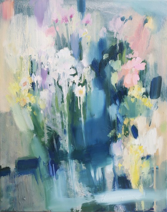 Oil painting Abstraction Spring flowers