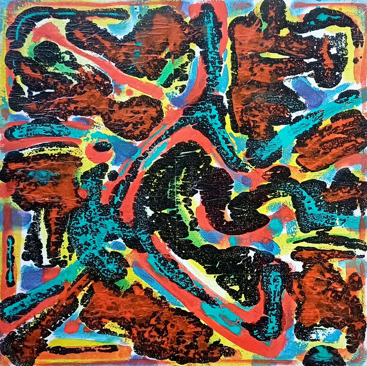 Abstract Acrylic Painting By Stanislav Bojankov, 16 X 16", Heart-Vii, Original Artwork