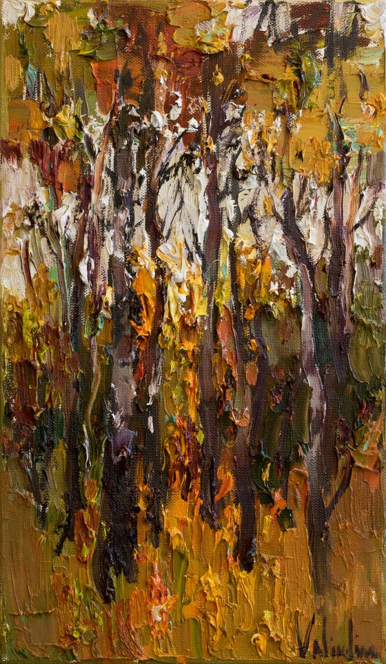 Autumn forest #2. Impasto  Landscape painting