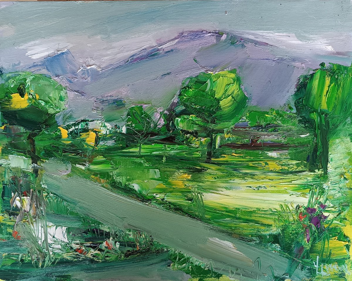 Impressionistic Landscape Oil Painting By Vlas Ayvazyan, 20 X 16", The Sound Of Spring, Original Artwork