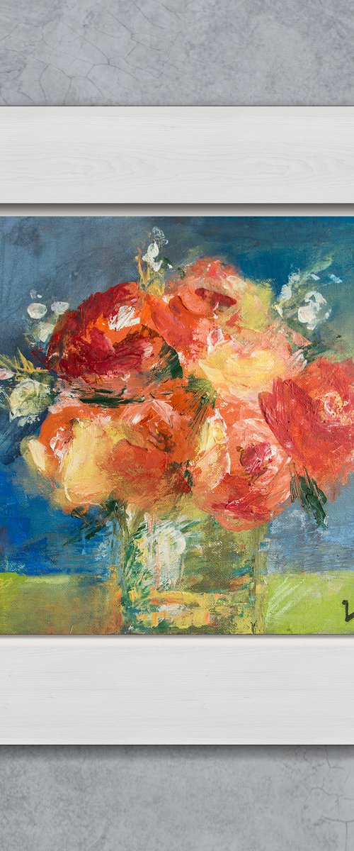 Small still life with red roses by Irina Bocharova