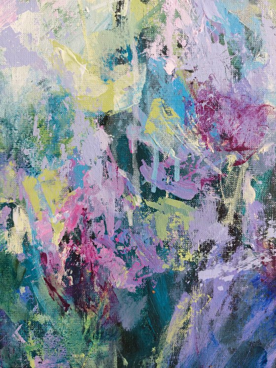 Lilac Waterfall. Abstract Floral Landscape