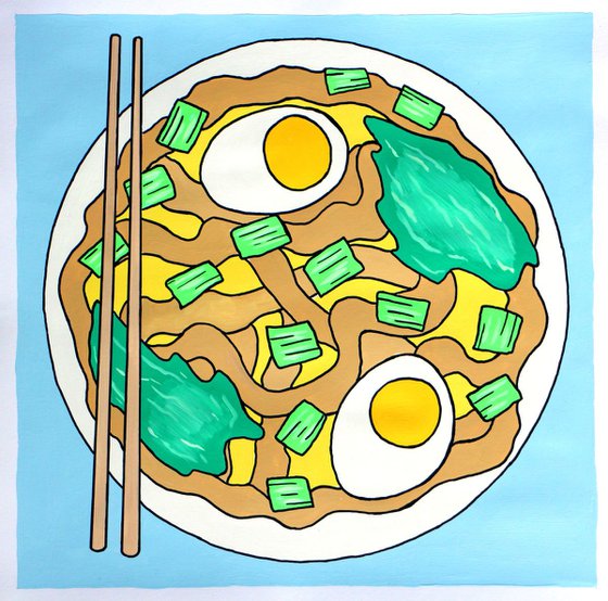 Udon Noodles Japanese Food Pop Art Painting On Paper