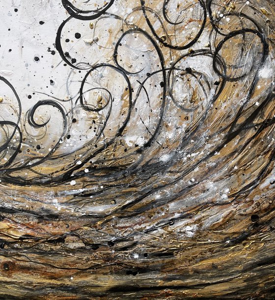 Klimt Metallic Gold Black Large Wave