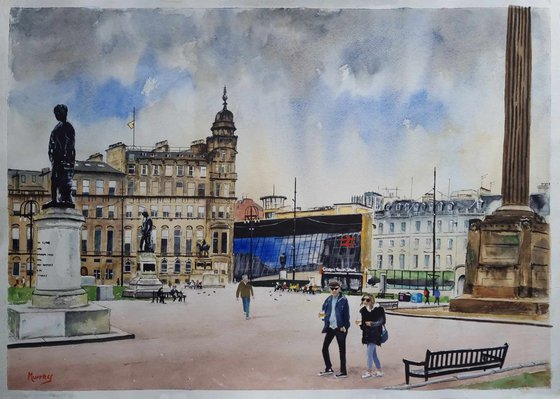 George Square Glasgow Scotland Watercolour Painting