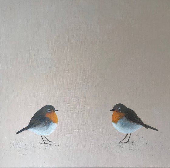 Two Little Robins ~ on white gold