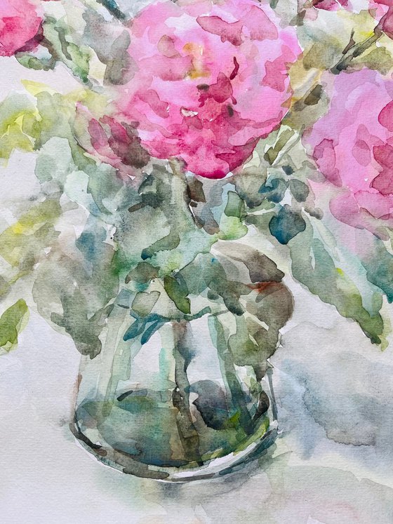 Roses in vase. 14x19 in.