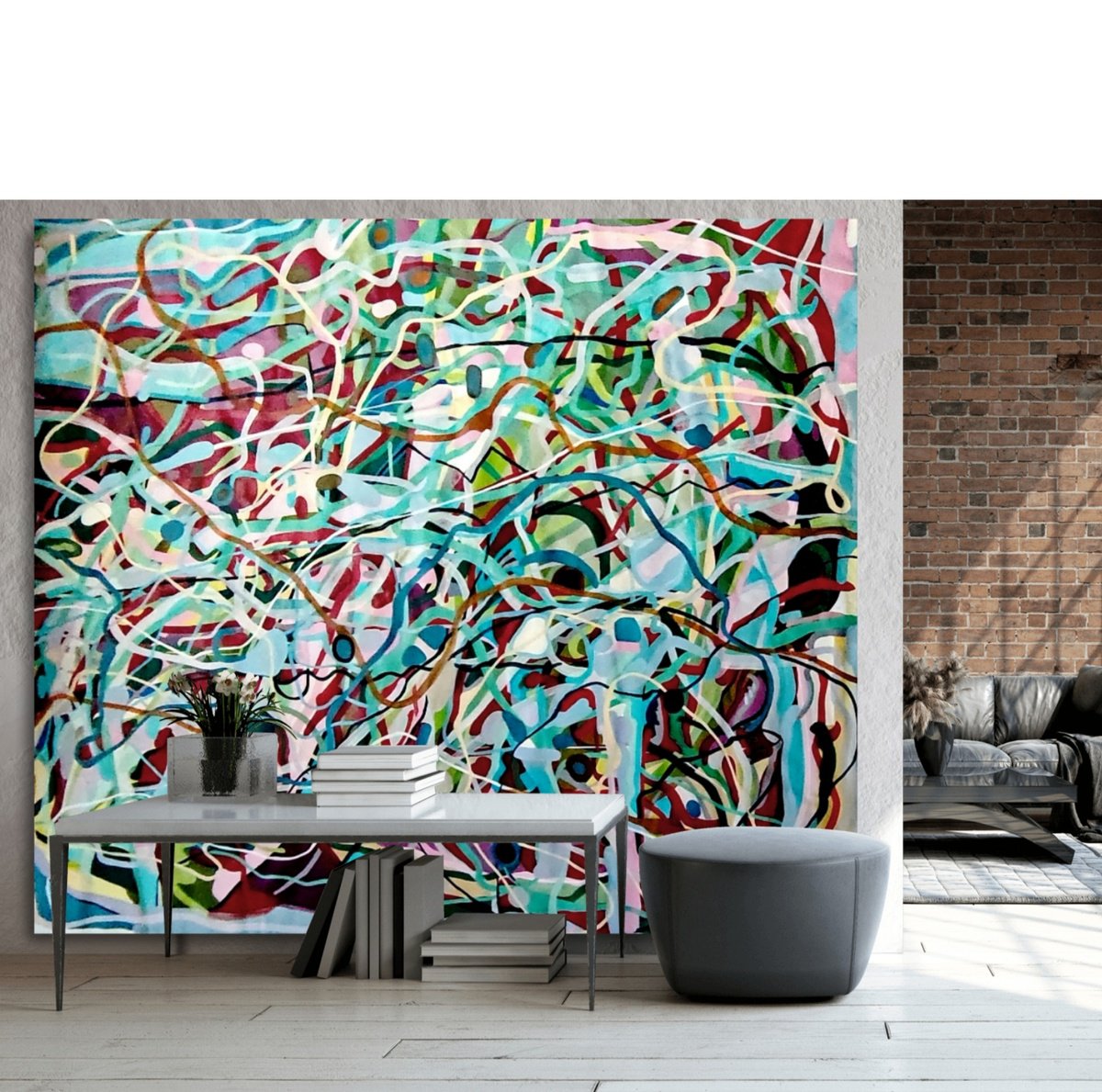 Organic Abstract Oil Painting By Chrissy Guest, 75 X 86, A Majestic Encounter, Original Artwork