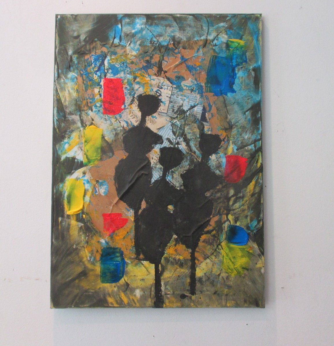 Urban And Pop Abstract Acrylic Painting By Sonja Zeltner-Muller, 20 X 28", Dancer In The Street2, Original Artwork