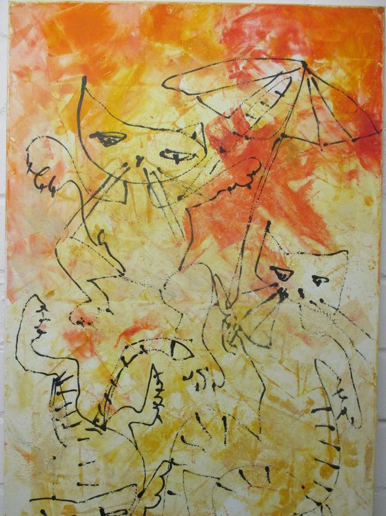 wild cats party xl Oilpainting  23,5 x 39,4inch