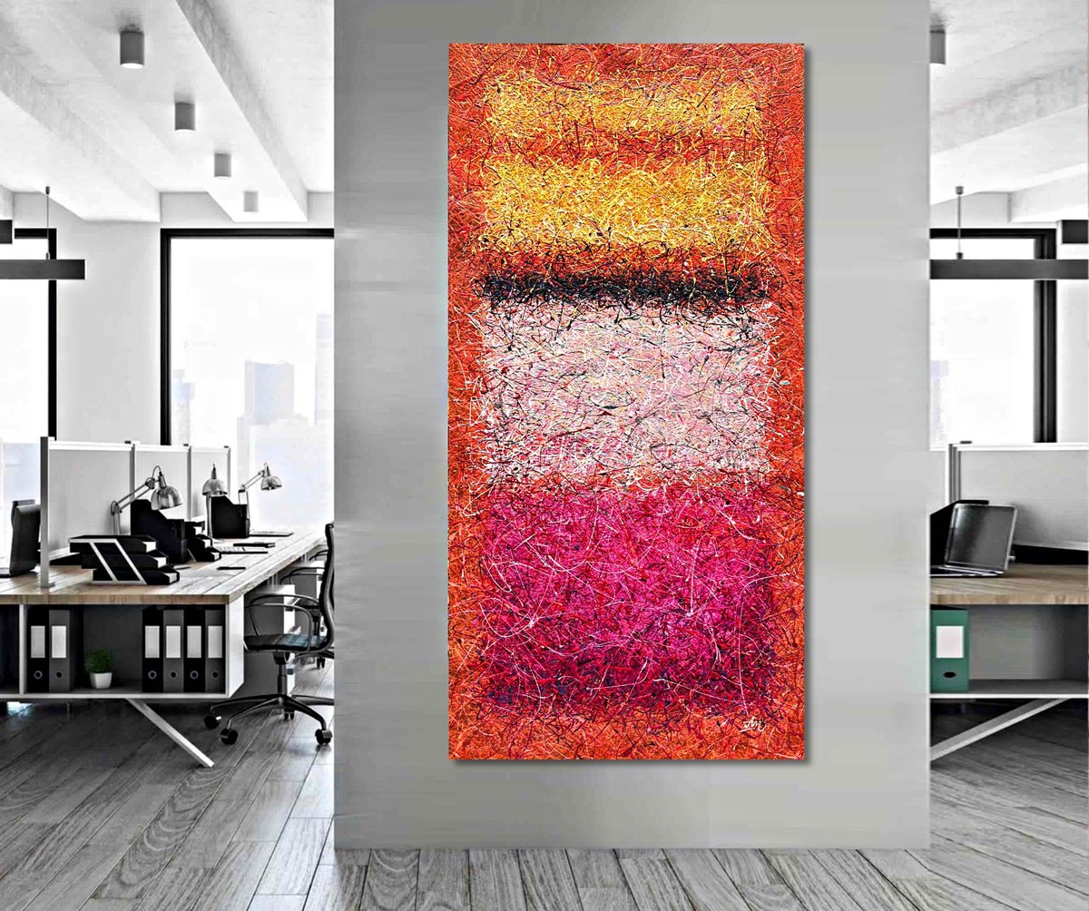 Impressionistic Abstract Acrylic Painting By Nadiia Antoniuk, 41 X 81", Outside The Box, Original Artwork