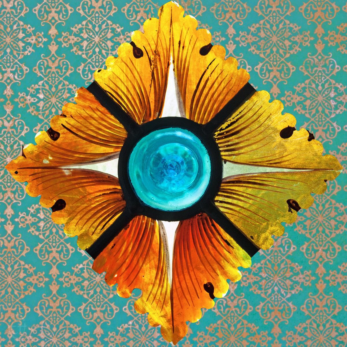 stained glass on turquoise by Emily Hughes