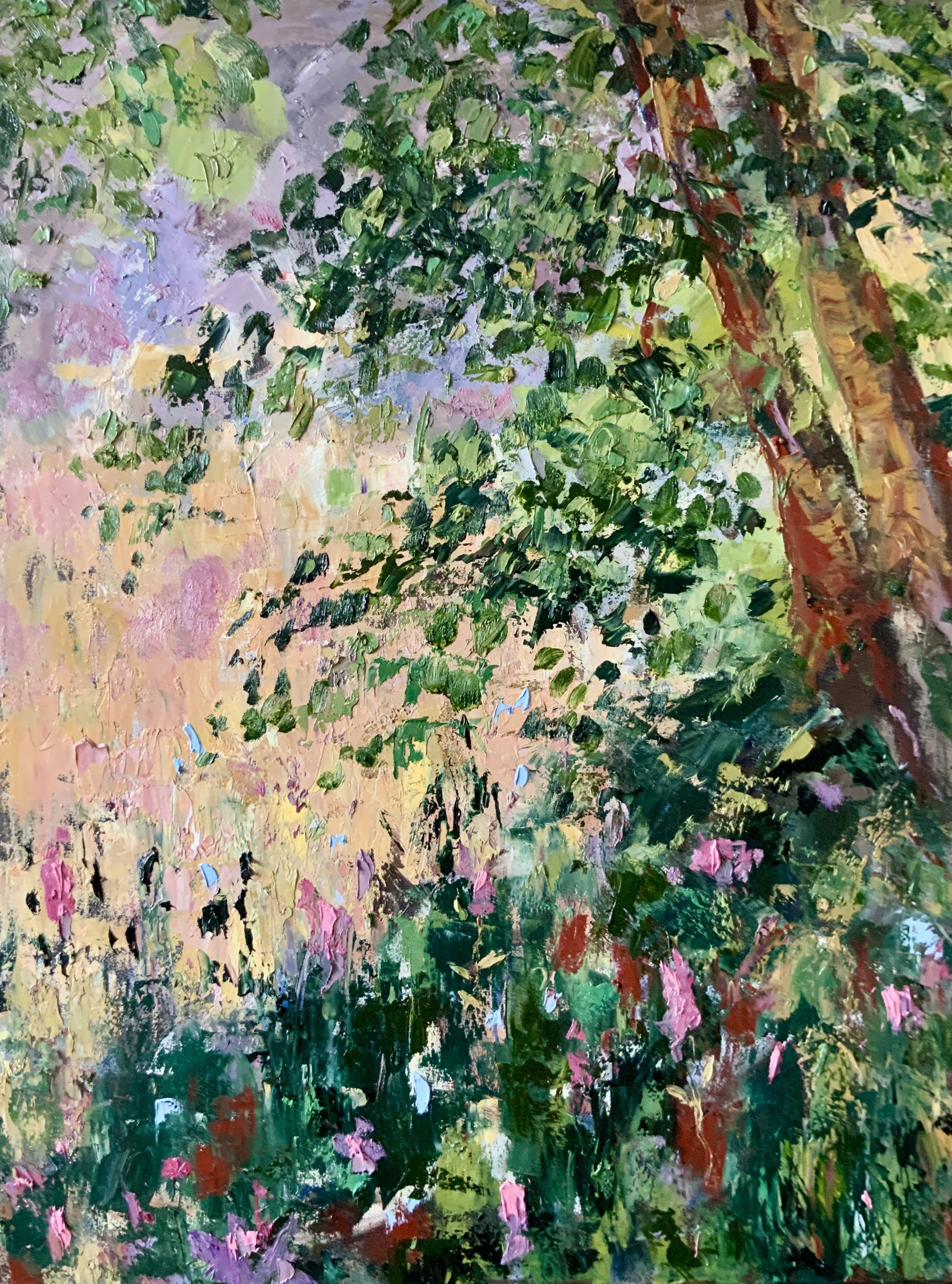 Impressionistic Landscape Oil Painting By Alexandra Jagoda (Ovcharenko), 24 X 31, Secret Garden, Original Artwork