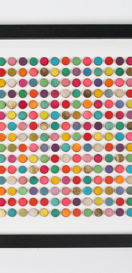 Painted dots with gold leaf by Amelia Coward