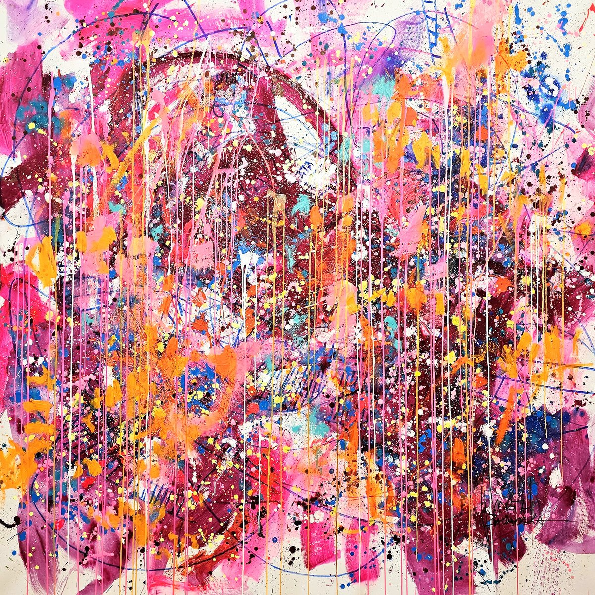 Abstract Landscape Acrylic Painting By Marta Zawadzka, 77 X 77", Fascination, Original Artwork