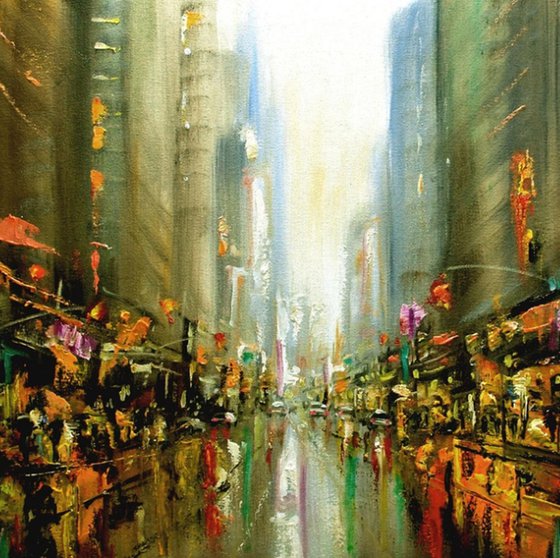 New York city in Rain6, 20x20 in