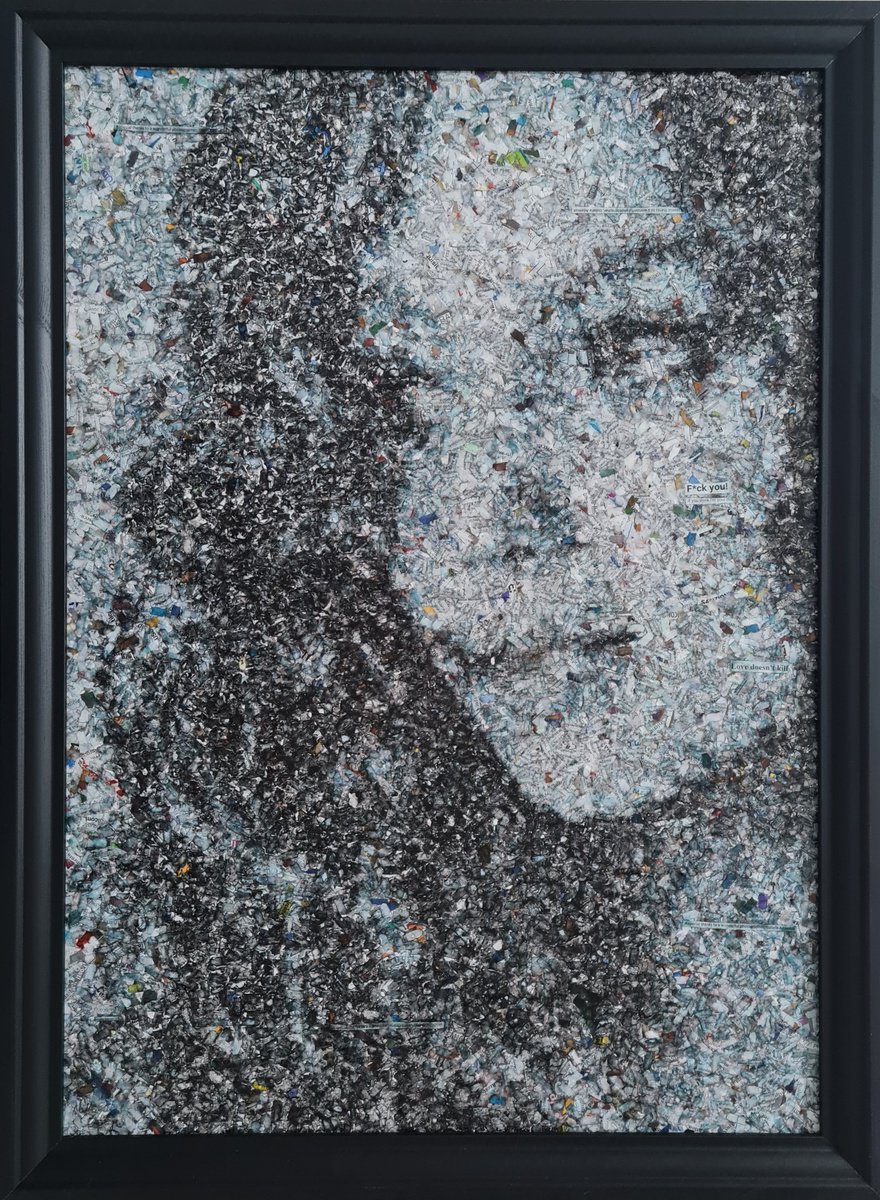 Impressionistic Portrait Collage By Alessio Mazzarulli, 22 X 30, Not Your Doll - 07 (N.667), Original Artwork