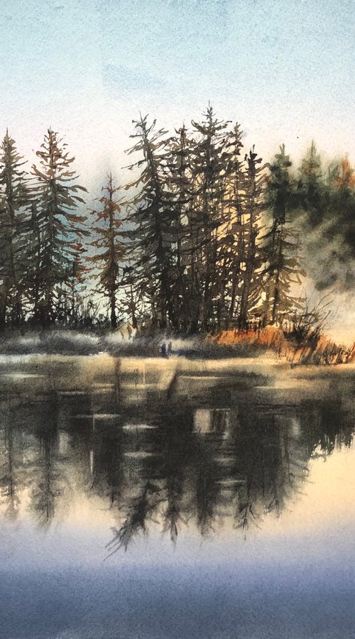 Morning reflection landscape by Alina Karpova