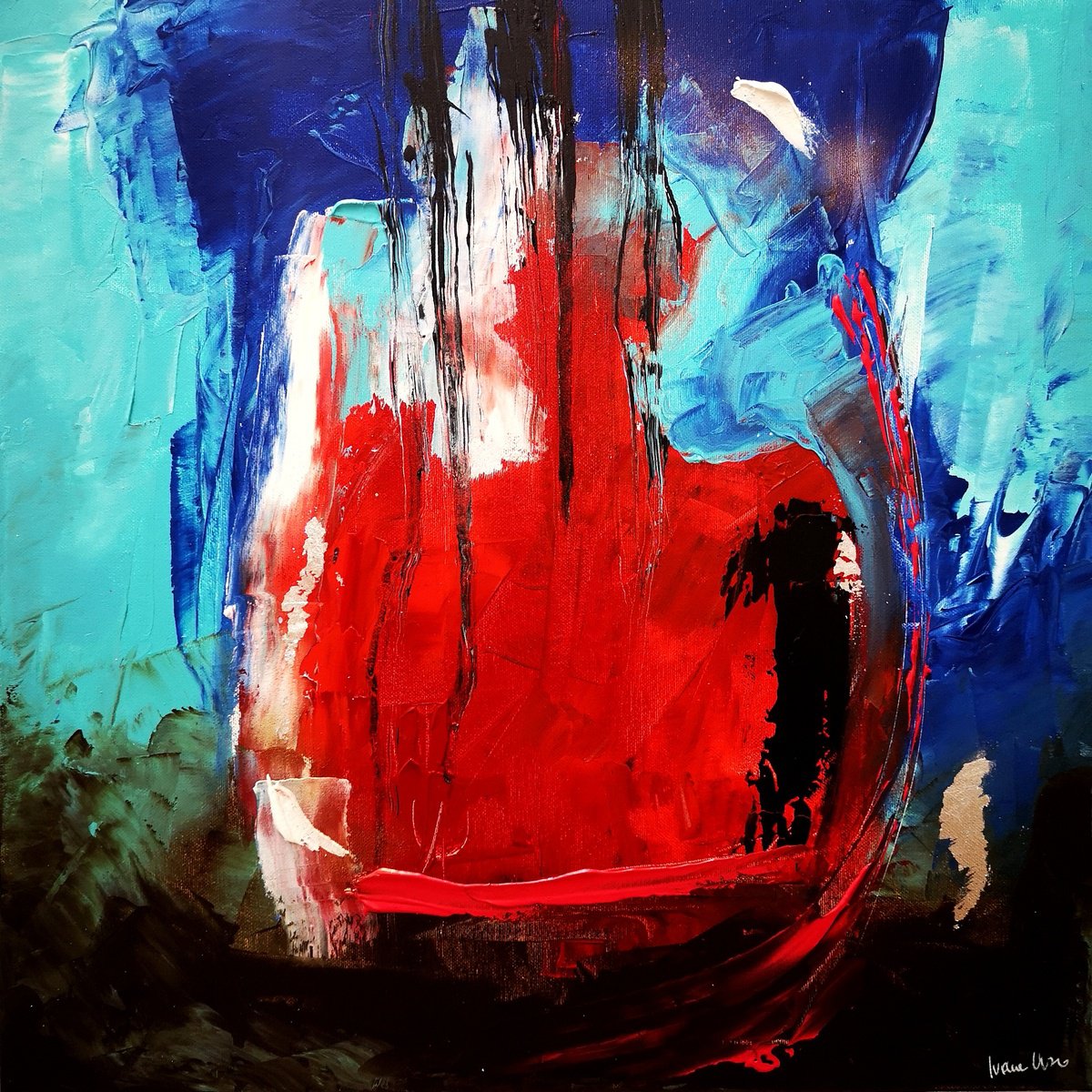 Abstract Acrylic Painting By Ivana Urso, 20 X 20, Rebirth, Original Artwork