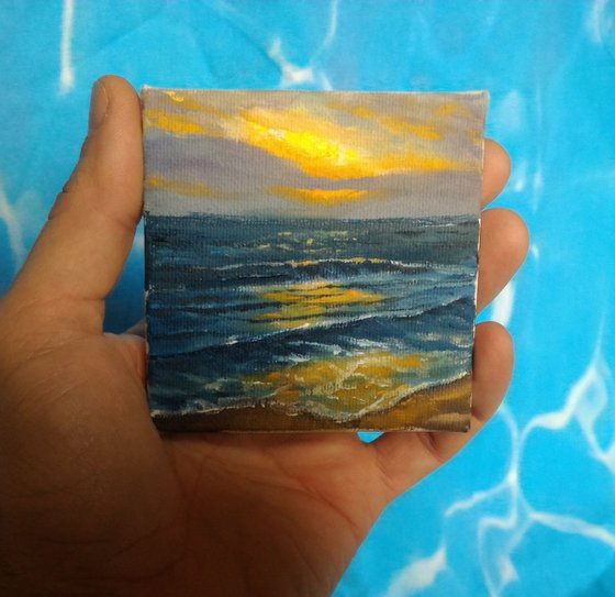 Miniature wave seascape #08 - Easel included