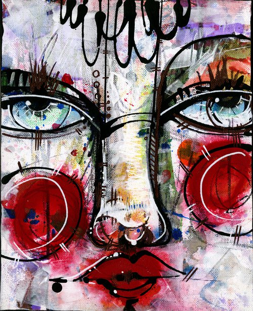 Funky Face Whimsy 5 - Mixed Media Art by Kathy Morton Stanion by Kathy Morton Stanion
